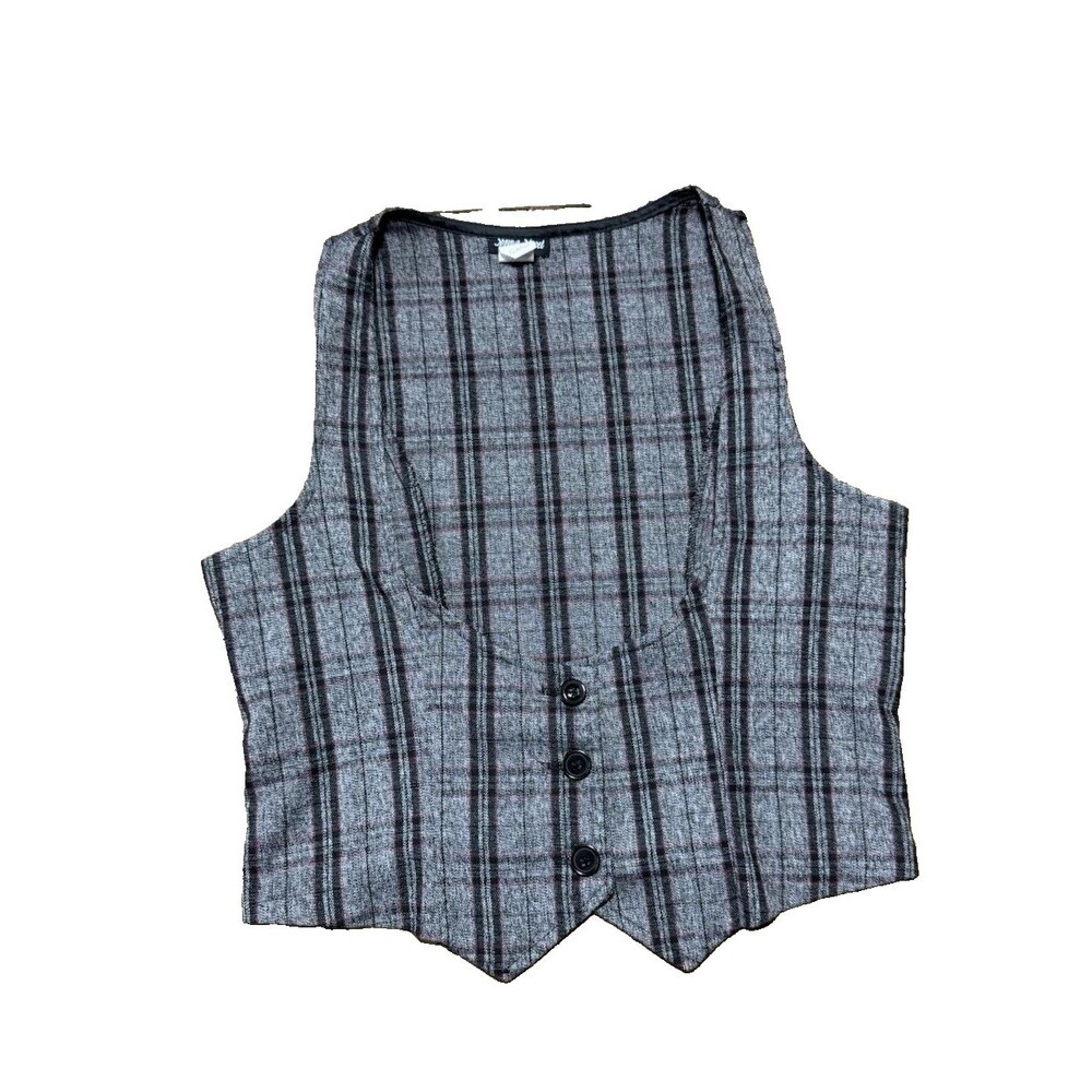 Y2K Underbust Plaid Vest Spring Street Grunge Emo Rock 2000s Womens XL